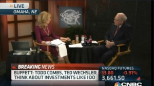 Screenshot from CNBC interview with Warren Buffett.