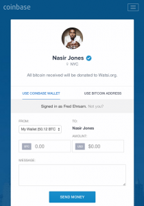 Nas's Coinbase Payment Page.
