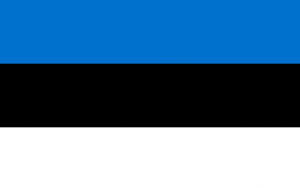 The national flag of Estonia.